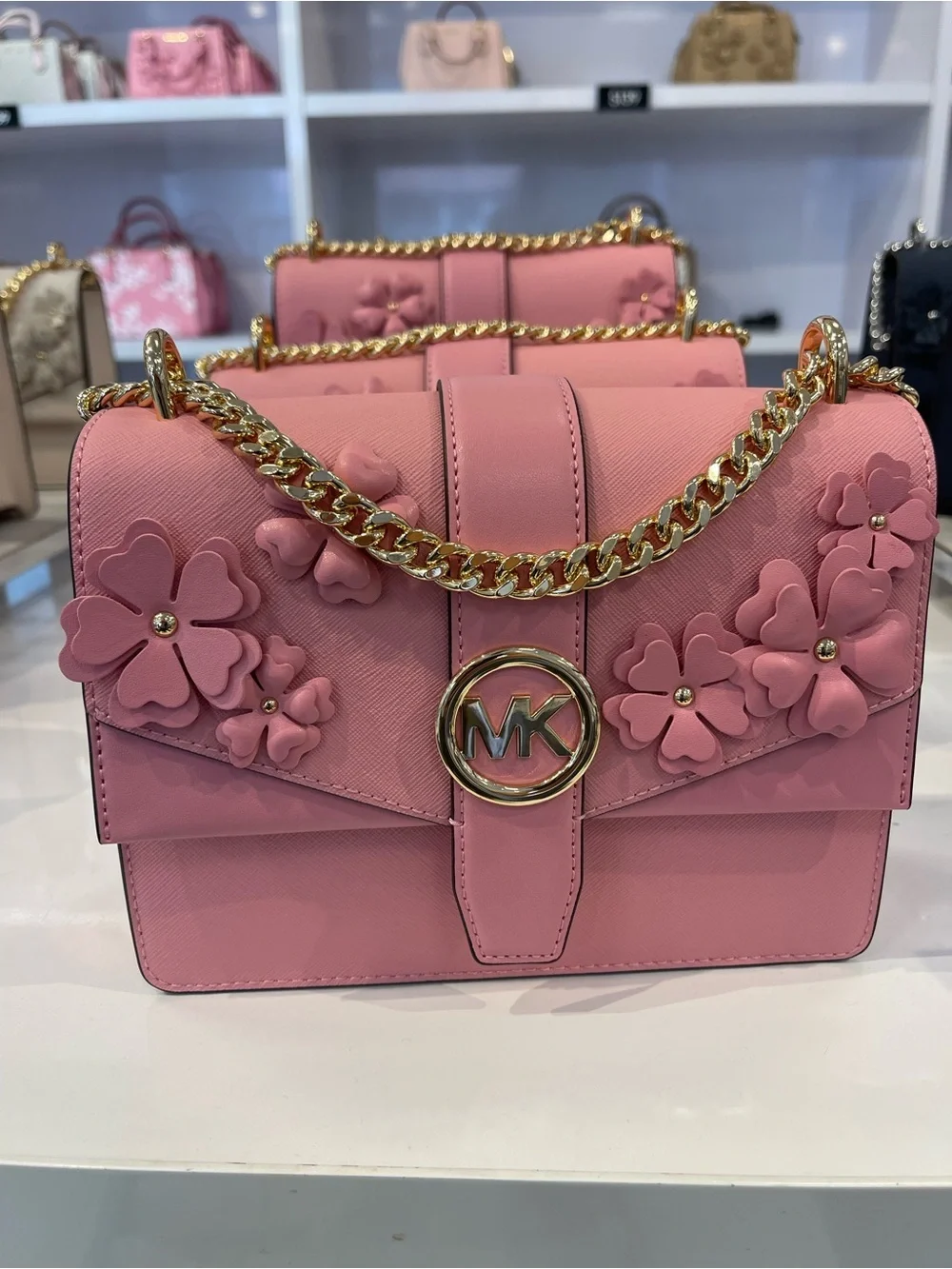 MICHAEL KORS Greenwich Small Floral Embellished Crossbody Bag Carnation  NWT